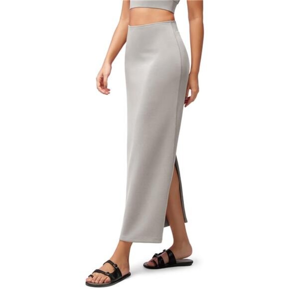 Soft Maxi Skirt, Casual Long Pencil Skirts Light Grey - Picture 1 of 5